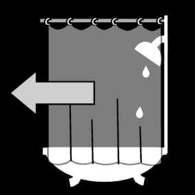 shower curtain: close for drying